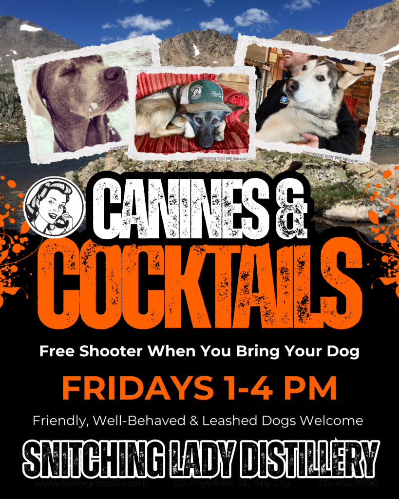 Canines & Cocktails / mountain bike event poster